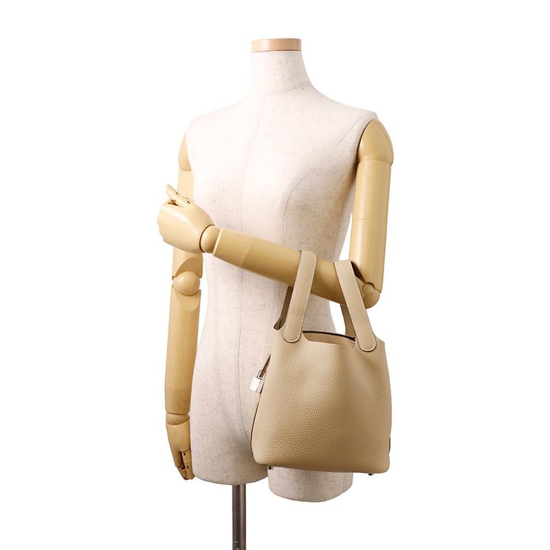 Hermes Handbag Picotin Lock PM Trench Silver Taurillon Clemence