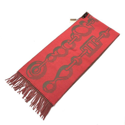 Hermes Dore Buckle Cashmere 100% Scarf Shawl Brown Red