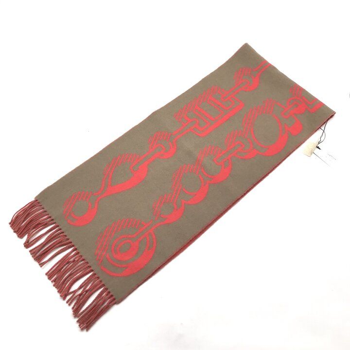 Hermes Dore Buckle Cashmere 100% Scarf Shawl Brown Red