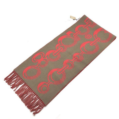 Hermes Dore Buckle Cashmere 100% Scarf Shawl Brown Red