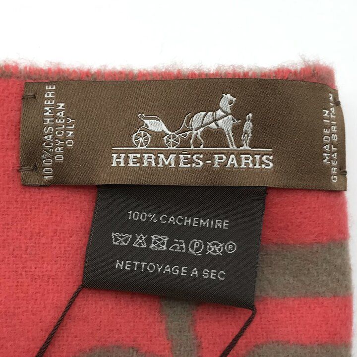 Hermes Dore Buckle Cashmere 100% Scarf Shawl Brown Red