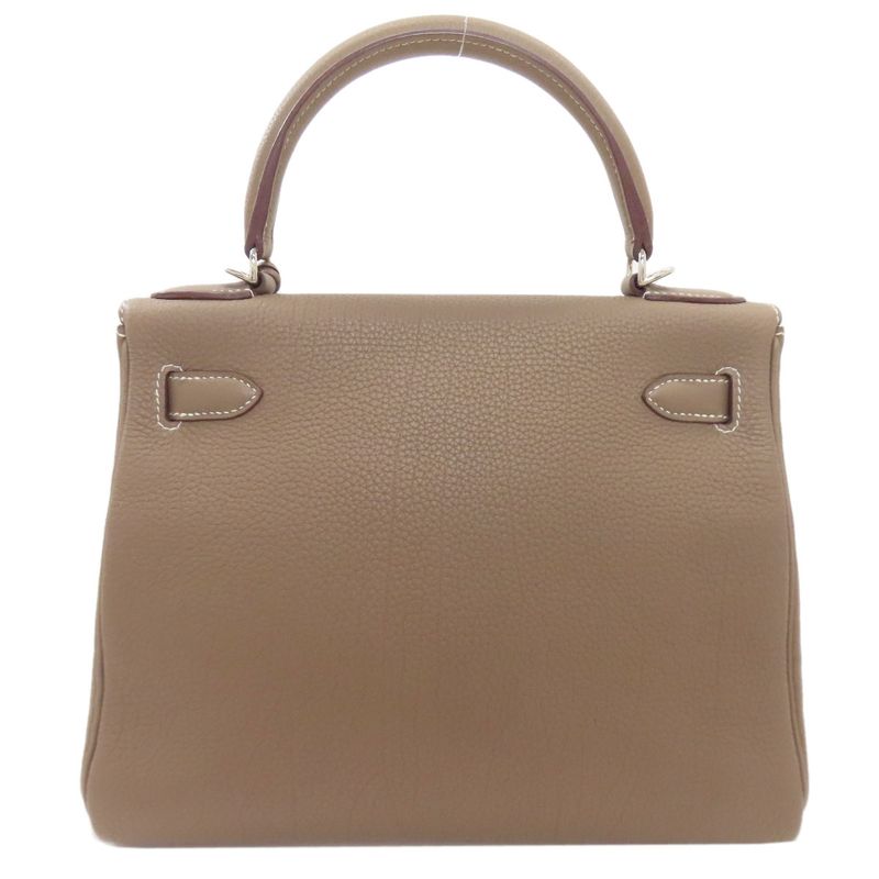 Hermes Kelly 28 Inner Stitch Etoupe Silver Handbag Togo