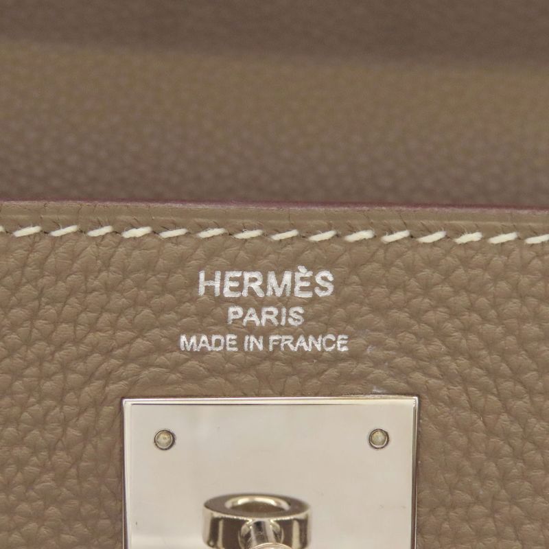 Hermes Kelly 28 Inner Stitch Etoupe Silver Handbag Togo