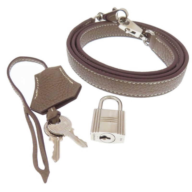 Hermes Kelly 28 Inner Stitch Etoupe Silver Handbag Togo