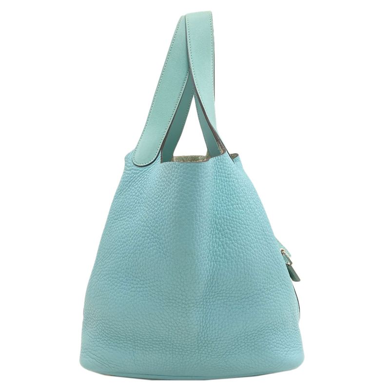 Hermes Picotin Lock Touch MM Silver Handbag Taurillon Clemence