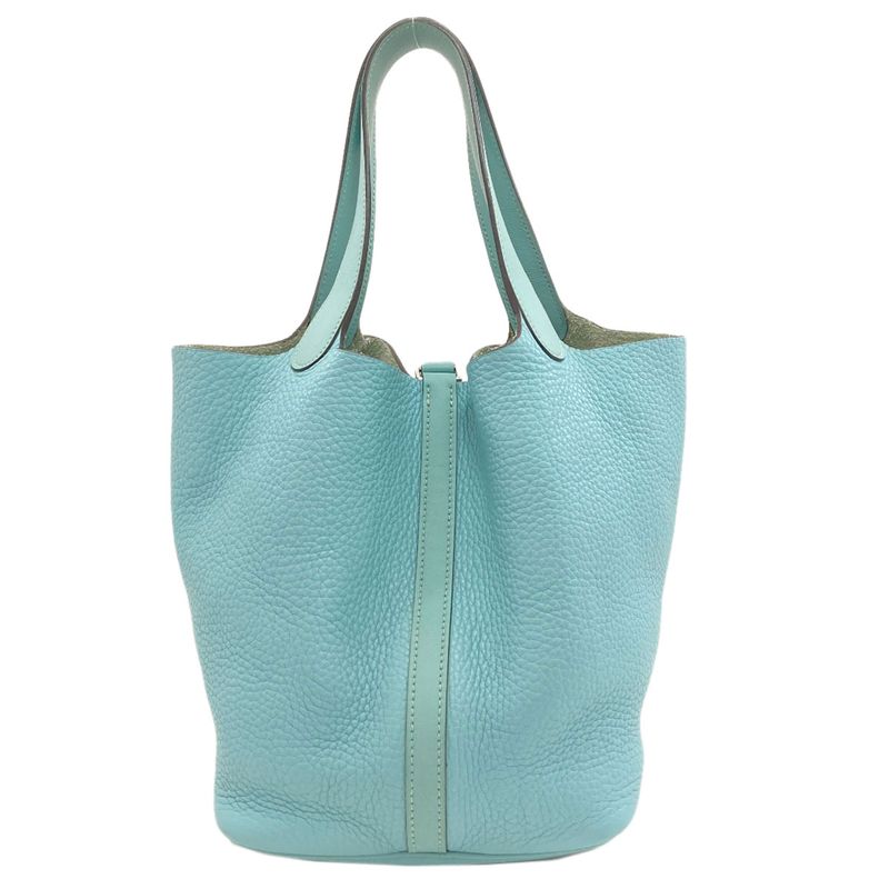 Hermes Picotin Lock Touch MM Silver Handbag Taurillon Clemence