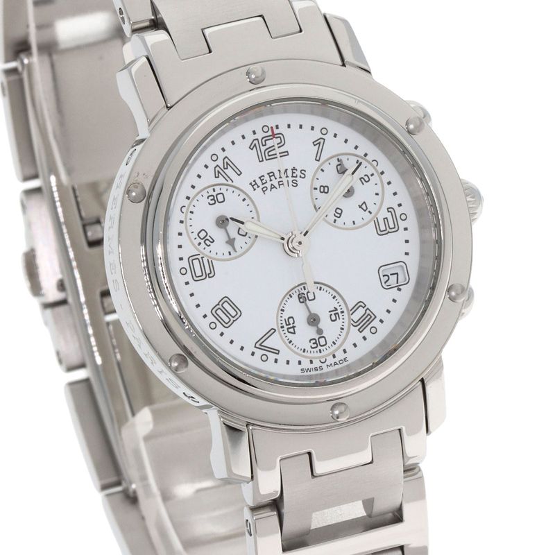 Hermes Clipper Chrono Watch SS