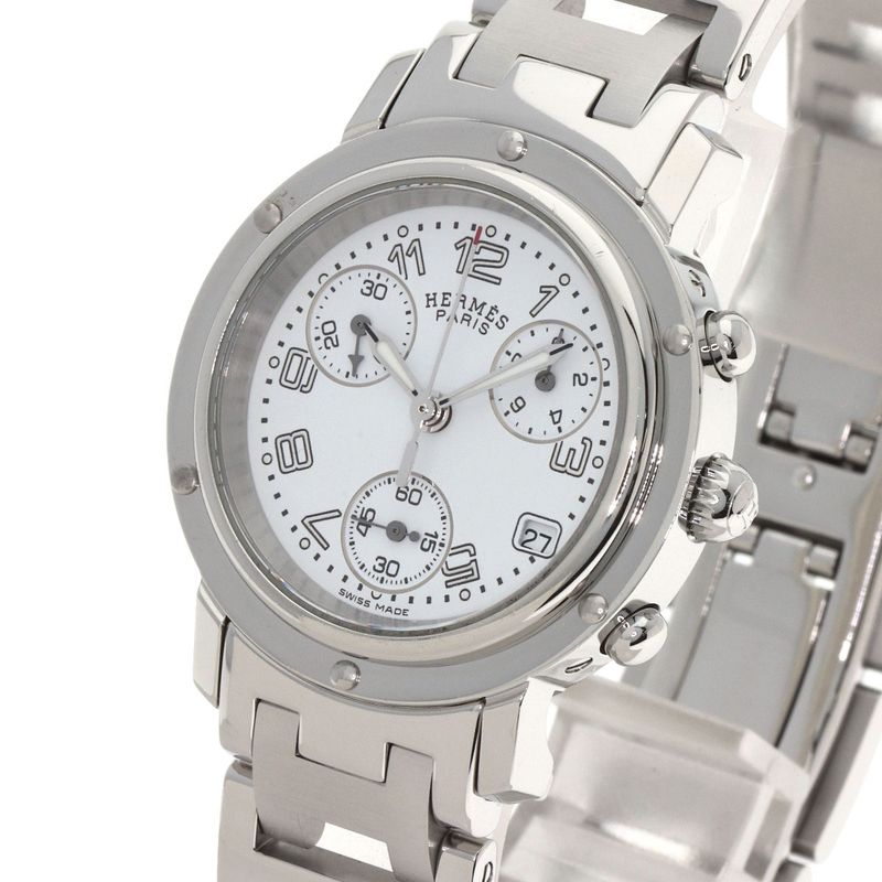 Hermes Clipper Chrono Watch SS