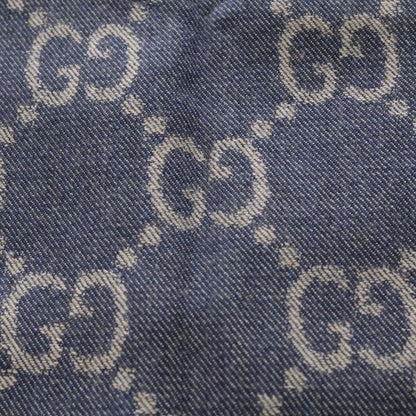 Gucci GG Jacquard Fringe Scarf Blue Brown