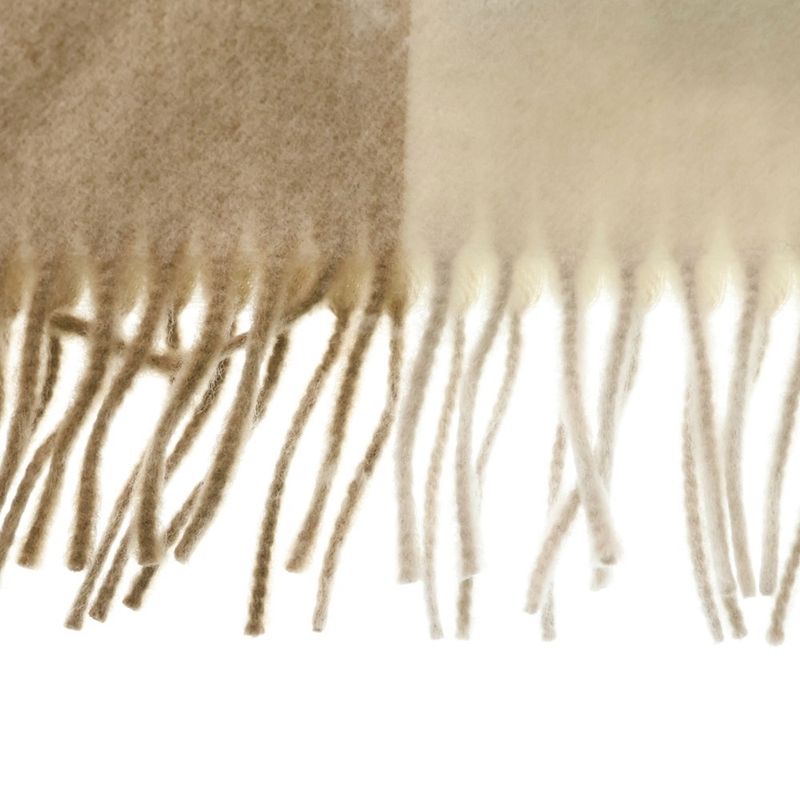 Celine Fringe Scarf Shawl Beige Wool & Cashmere