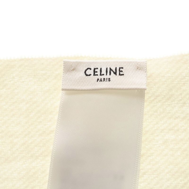Celine Fringe Scarf Shawl Beige Wool & Cashmere
