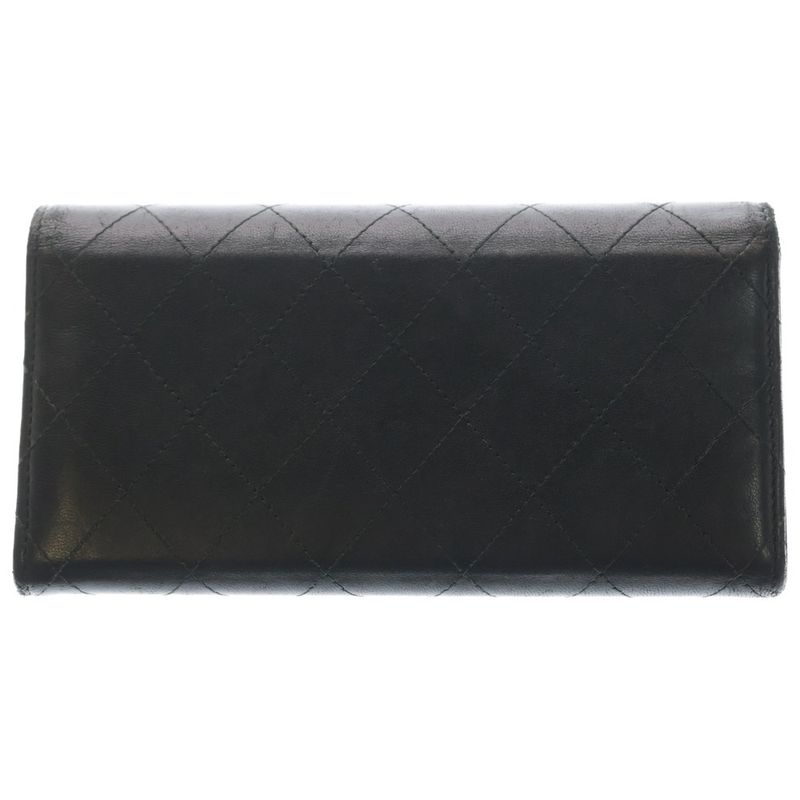 Chanel CC Logo Long Flap Wallet Black Calfskin Gold