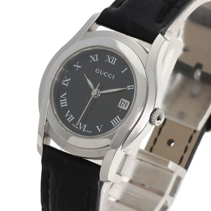 Gucci Round Face Watch SS Leather