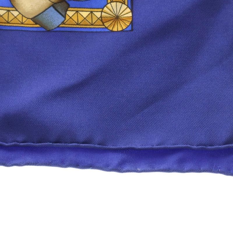 Hermes Presentation de Chevavx Carre 90 Silk Horse Print Scarf Blue