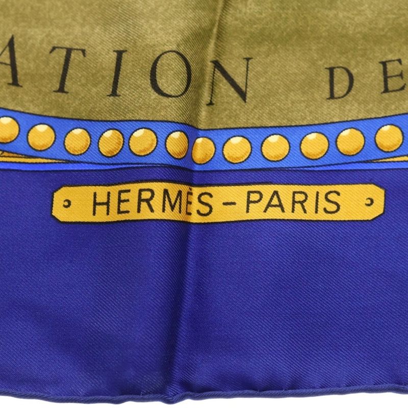 Hermes Presentation de Chevavx Carre 90 Silk Horse Print Scarf Blue