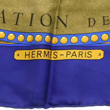 Hermes Presentation de Chevavx Carre 90 Silk Horse Print Scarf Blue