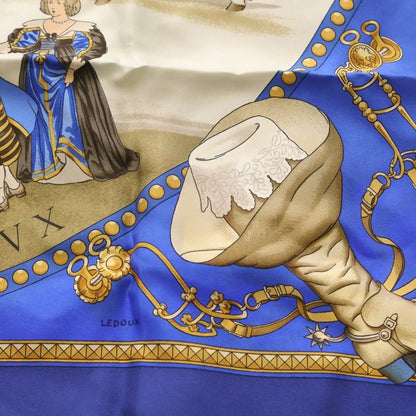 Hermes Presentation de Chevavx Carre 90 Silk Horse Print Scarf Blue