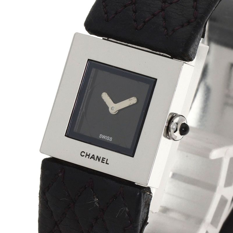 Chanel Quilted Watch SS Leather