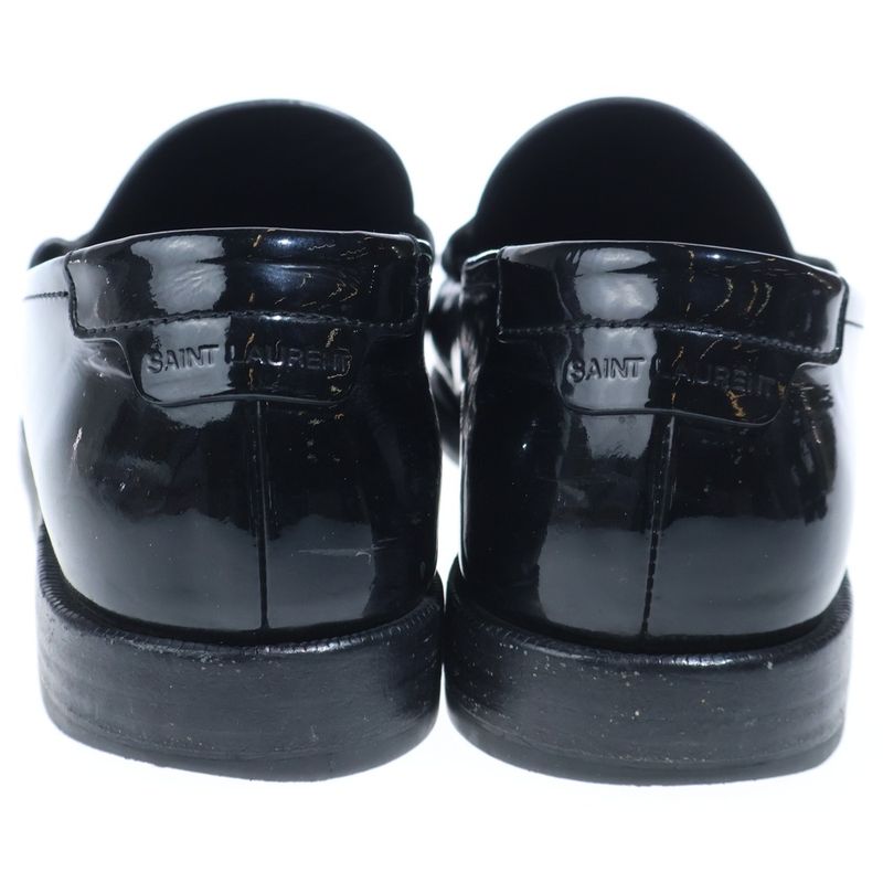 Saint Laurent Paris le Loafer Penny Slippers Patent le Shoes Black White