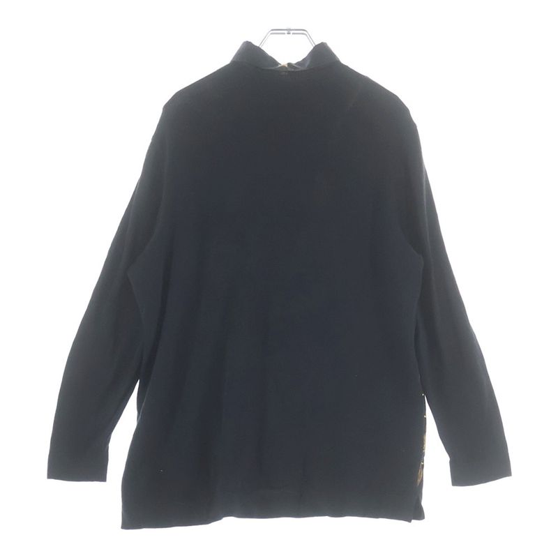 Hermes Key Pattern Print Knit Cut Replacement Long Sleeve Shirt Black Sweater