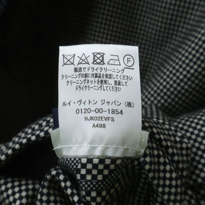 Louis Vuitton Logo Embroidery Wool Hooded Zip Up Jacket Coat Black