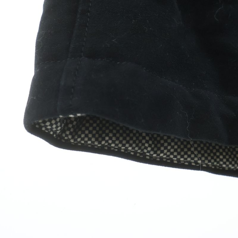 Louis Vuitton Logo Embroidery Wool Hooded Zip Up Jacket Coat Black
