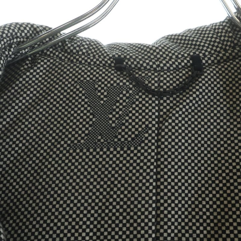 Louis Vuitton Logo Embroidery Wool Hooded Zip Up Jacket Coat Black