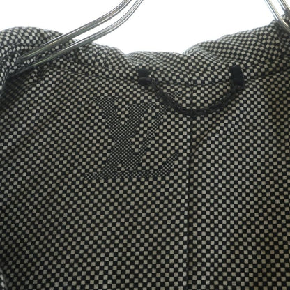 Louis Vuitton Logo Embroidery Wool Hooded Zip Up Jacket Coat Black