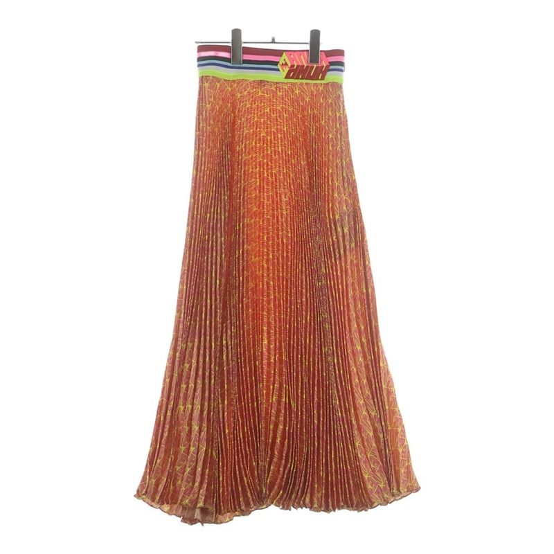 Fendi Waist Rib Pleated Long Skirt Multi