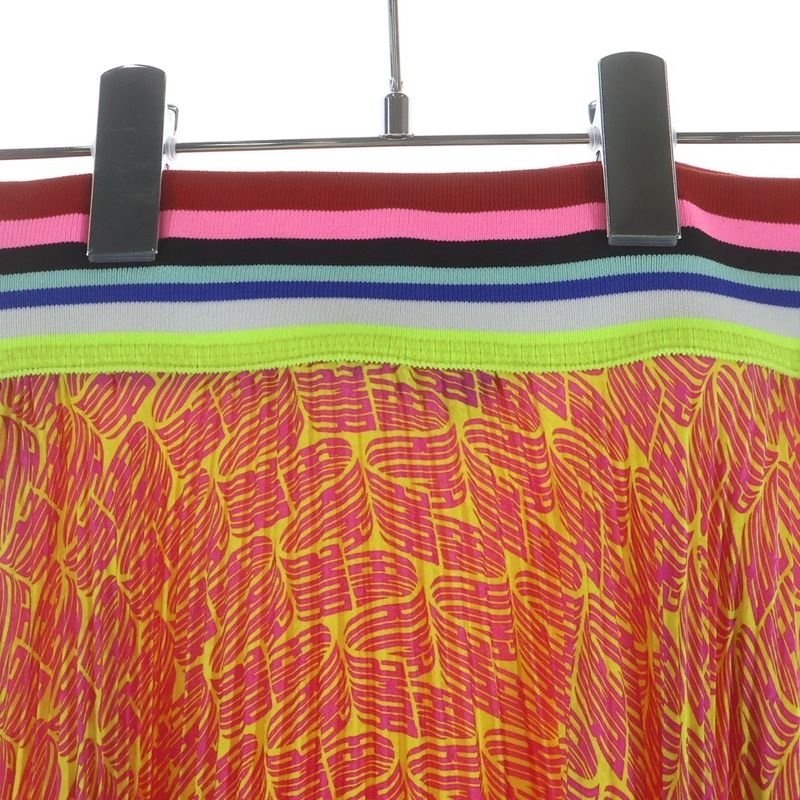 Fendi Waist Rib Pleated Long Skirt Multi