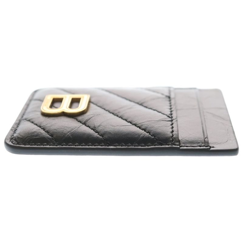 Balenciaga Quilted Magnetic Card Case Black