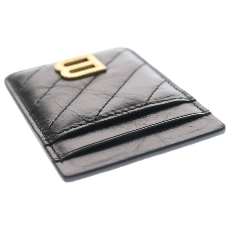 Balenciaga Quilted Magnetic Card Case Black