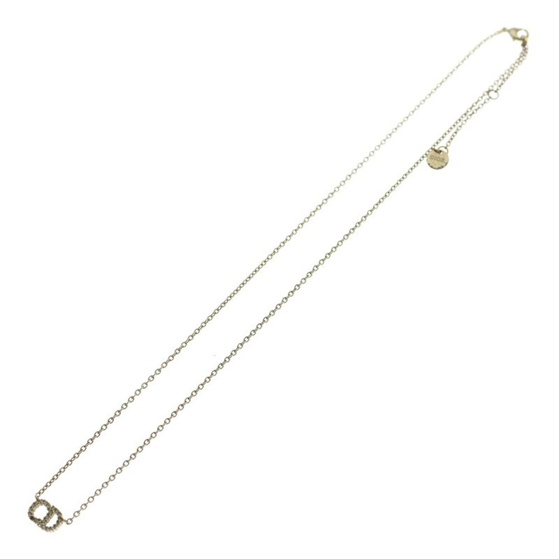 Dior Clair D Lune Line Stone Chain Necklace Gold