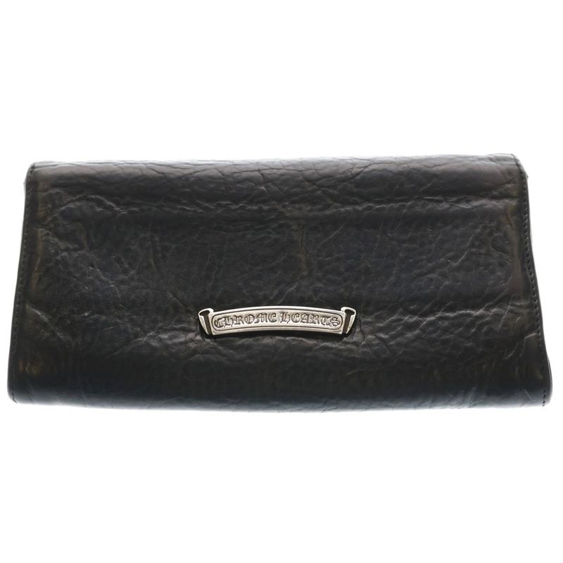 Chrome Hearts Judy Cross Ball Button Leather Wallet Black