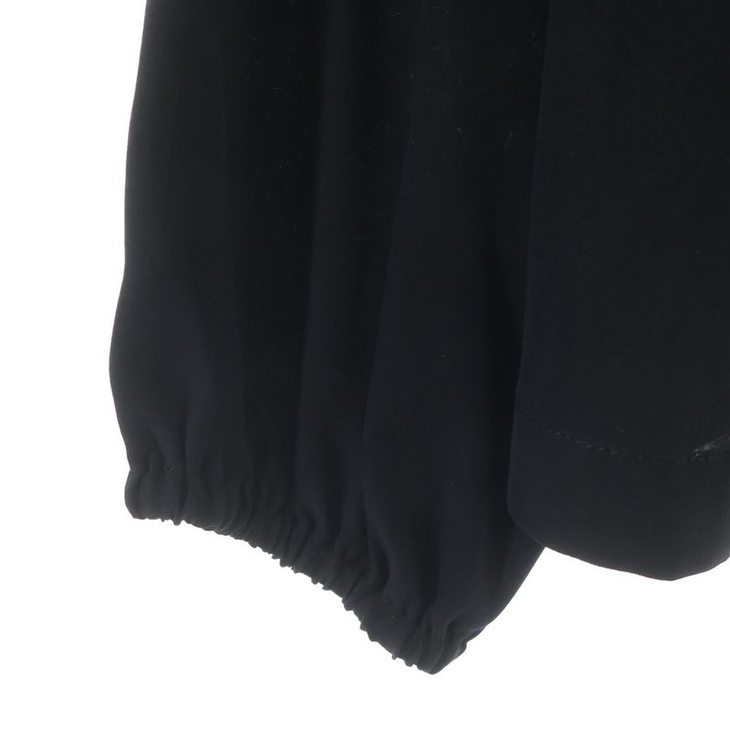 Dolce & Gabbana Emblem Flower Embroidery Silk Long Sleeve Top Black