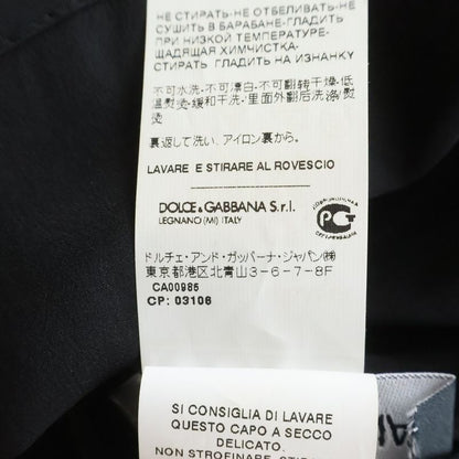 Dolce & Gabbana Emblem Flower Embroidery Silk Long Sleeve Top Black