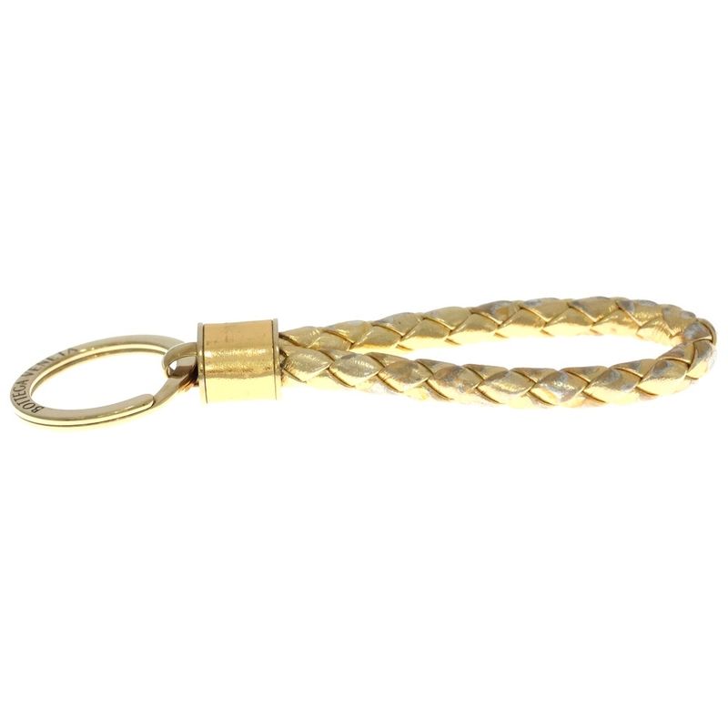 Bottega Veneta Intresio Leather Key Holder Gold