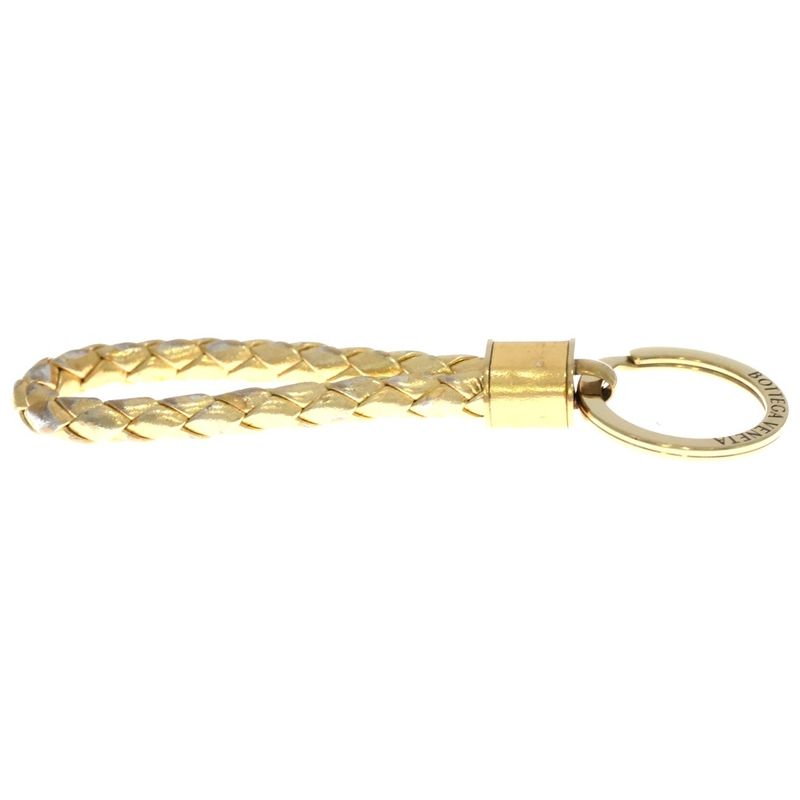 Bottega Veneta Intresio Leather Key Holder Gold