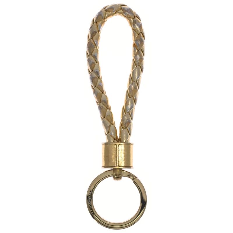 Bottega Veneta Intresio Leather Key Holder Gold