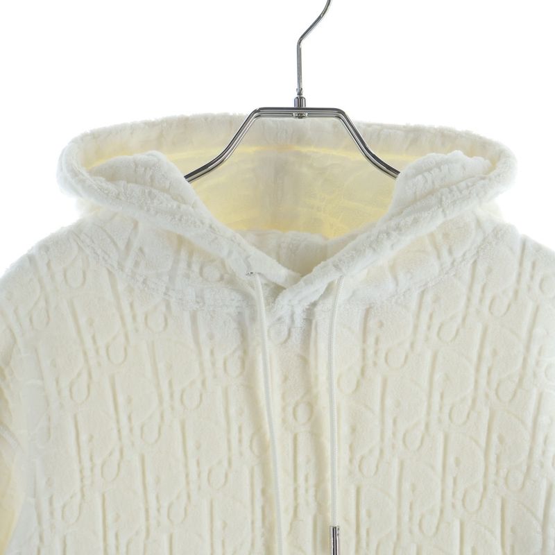 Dior All Over Pattern Auburn Jacquard Pullover Hoodie Sweatshirt White