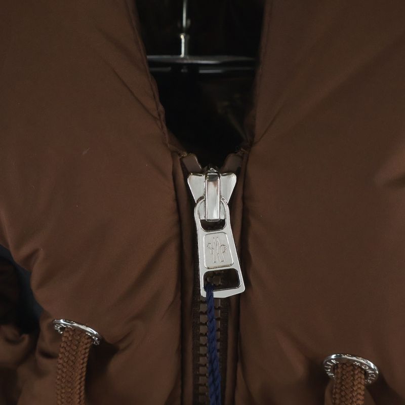 Moncler Cardamine Patch Logo Hooded Zip Up Down Vest Brown Hoodie