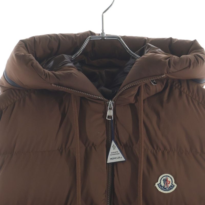 Moncler Cardamine Patch Logo Hooded Zip Up Down Vest Brown Hoodie