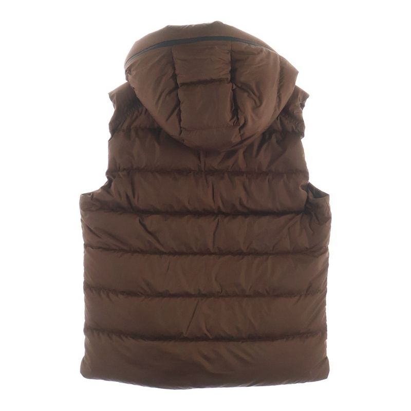 Moncler Cardamine Patch Logo Hooded Zip Up Down Vest Brown Hoodie