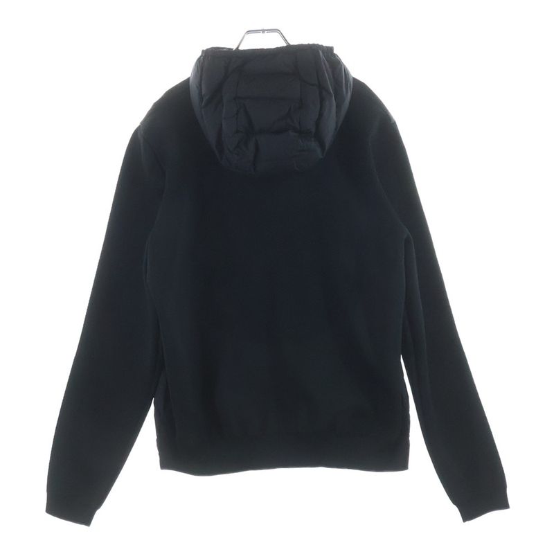 Moncler Knit Cut Replacement Hooded Zip Up Jacket Black