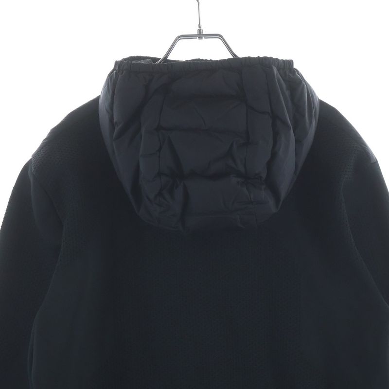 Moncler Knit Cut Replacement Hooded Zip Up Jacket Black