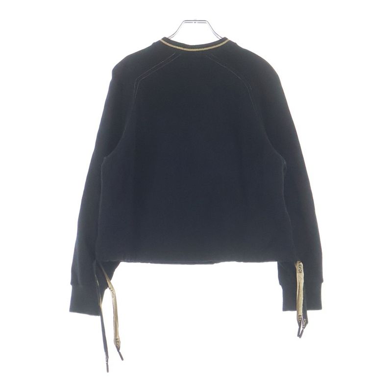 Fendi Front Logo Embroidery Crew Neck Long Sleeve Sweatshirt Black