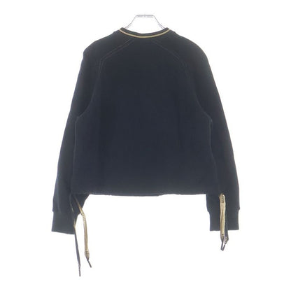 Fendi Front Logo Embroidery Crew Neck Long Sleeve Sweatshirt Black