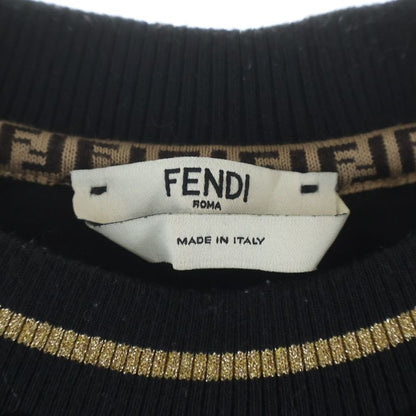 Fendi Front Logo Embroidery Crew Neck Long Sleeve Sweatshirt Black