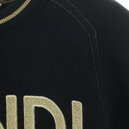 Fendi Front Logo Embroidery Crew Neck Long Sleeve Sweatshirt Black