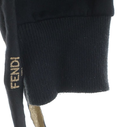 Fendi Front Logo Embroidery Crew Neck Long Sleeve Sweatshirt Black